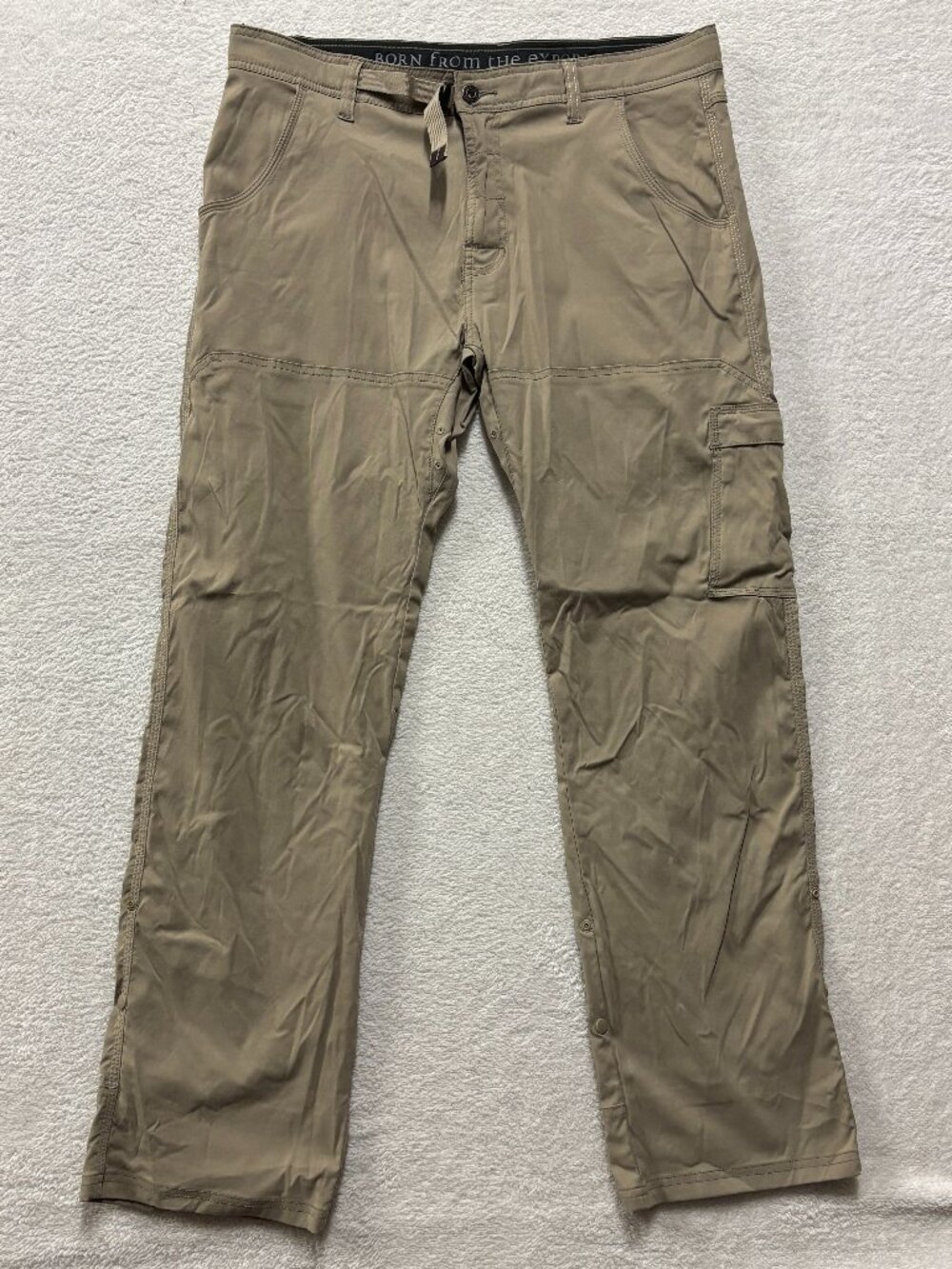 prAna Pants Mens 35x32 Khaki Slim Fit Breathe Stretch Hiking Outdoor button up